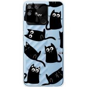 Прозрачный чехол BoxFace Realme Narzo 50A с 3D-глазками Black Kitty