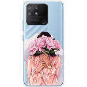 Прозрачный чехол BoxFace Realme Narzo 50A Девушка с Пионами