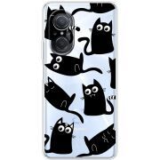Прозрачный чехол BoxFace Huawei Nova 9 SE с 3D-глазками Black Kitty