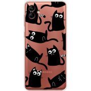 Прозрачный чехол BoxFace Samsung Galaxy A04 (A045) с 3D-глазками Black Kitty