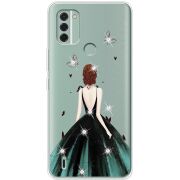 Чехол со стразами Nokia C31 Girl in the green dress