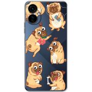 Прозрачный чехол BoxFace Tecno Camon 19 Neo с 3D-глазками Pug