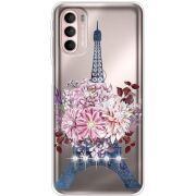Чехол со стразами Motorola G41 Eiffel Tower