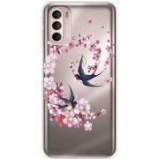 Чехол со стразами Motorola G41 Swallows and Bloom