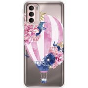 Чехол со стразами Motorola G41 Pink Air Baloon