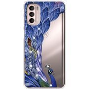 Чехол со стразами Motorola G41 Peafowl