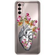Чехол со стразами Motorola G41 Heart