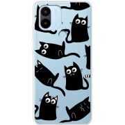 Прозрачный чехол BoxFace Xiaomi Redmi A1 Plus с 3D-глазками Black Kitty