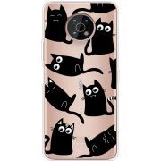 Прозрачный чехол BoxFace Nokia G50 с 3D-глазками Black Kitty
