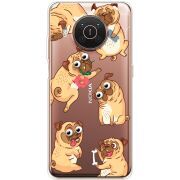 Прозрачный чехол BoxFace Nokia X20 с 3D-глазками Pug