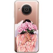 Прозрачный чехол BoxFace Nokia X20 Девушка с Пионами