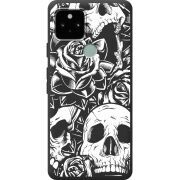 Черный чехол BoxFace Google Pixel 5A Skull and Roses
