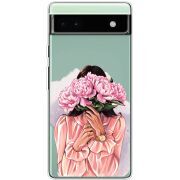 Прозрачный чехол BoxFace Google Pixel 6A Девушка с Пионами