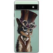 Прозрачный чехол BoxFace Google Pixel 6A Steampunk Cat