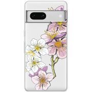 Прозрачный чехол BoxFace Google Pixel 7A Cherry Blossom
