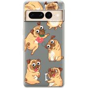 Прозрачный чехол BoxFace Google Pixel 7 Pro с 3D-глазками Pug
