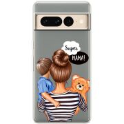 Прозрачный чехол BoxFace Google Pixel 7 Pro Super Mama and Son