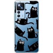 Прозрачный чехол BoxFace Xiaomi 12T / 12T Pro с 3D-глазками Black Kitty