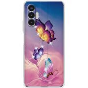 Чехол со стразами BoxFace Tecno POVA 3 Butterflies