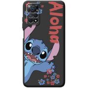Черный чехол BoxFace Xiaomi Redmi Note 11E Pro Гавайський гість Stich
