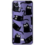 Прозрачный чехол BoxFace Motorola Edge 30 Neo с 3D-глазками Black Kitty