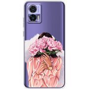 Прозрачный чехол BoxFace Motorola Edge 30 Neo Девушка с Пионами