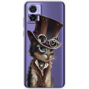 Прозрачный чехол BoxFace Motorola Edge 30 Neo Steampunk Cat