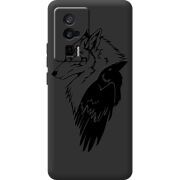 Черный чехол BoxFace Poco F5 Pro Wolf and Raven