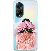 Прозрачный чехол BoxFace OPPO A98 5G Девушка с Пионами