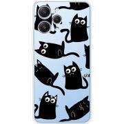 Прозрачный чехол BoxFace Xiaomi Redmi 12 с 3D-глазками Black Kitty