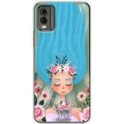 Прозрачный чехол BoxFace Nokia C32 Blue Hair