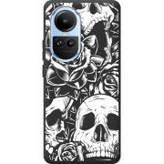 Черный чехол BoxFace OPPO Reno 10 Skull and Roses