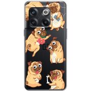 Прозрачный чехол BoxFace OnePlus 10T с 3D-глазками Pug