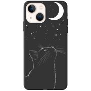 Черный чехол BoxFace Apple iPhone 15 Plus Місячний кіт