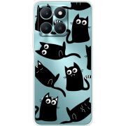Прозрачный чехол BoxFace Honor X6a с 3D-глазками Black Kitty