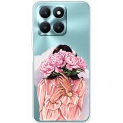 Прозрачный чехол BoxFace Honor X6a Девушка с Пионами