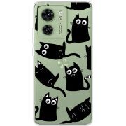 Прозрачный чехол BoxFace Motorola Edge 40 с 3D-глазками Black Kitty