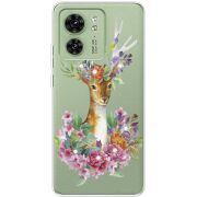 Чехол со стразами Motorola Edge 40 Deer with flowers