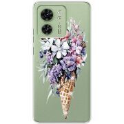 Чехол со стразами Motorola Edge 40 Ice Cream Flowers