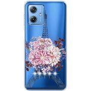 Чехол со стразами Motorola G54 Power Eiffel Tower