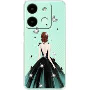 Чехол со стразами Infinix Smart 7 HD Girl in the green dress