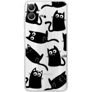Прозрачный чехол BoxFace Samsung Galaxy A05 (A055) с 3D-глазками Black Kitty