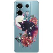 Чехол со стразами BoxFace Xiaomi Redmi Note 13 Pro 5G Cat in Flowers