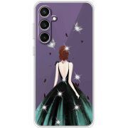 Чехол со стразами Samsung Galaxy S23 FE (S711) Girl in the green dress