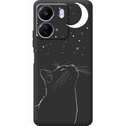 Черный чехол BoxFace Poco C65 Місячний кіт