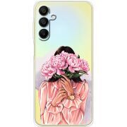 Прозрачный чехол BoxFace Samsung Galaxy A15 (A155) Девушка с Пионами