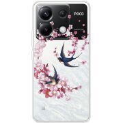 Чехол со стразами Xiaomi Poco X6 5G Swallows and Bloom