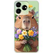 Прозрачный чехол BoxFace ZTE Blade V50 Design 4G Капибара з квітами
