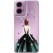 Чехол со стразами Motorola G24 Power Girl in the green dress