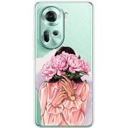 Прозрачный чехол BoxFace OPPO Reno 11 5G Девушка с Пионами